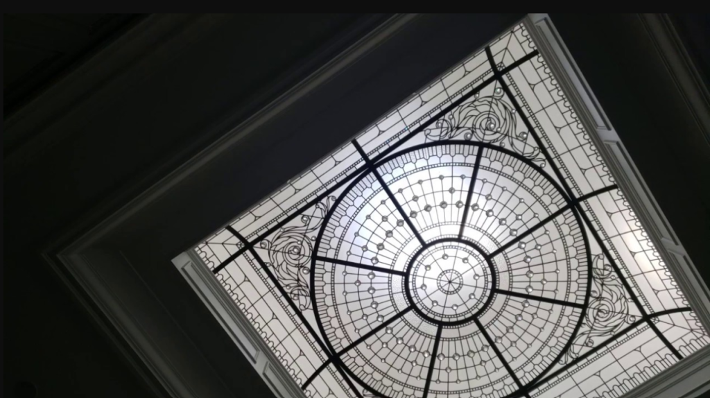 Skylight glass bringing sunlight and brightness into a stylish home interior