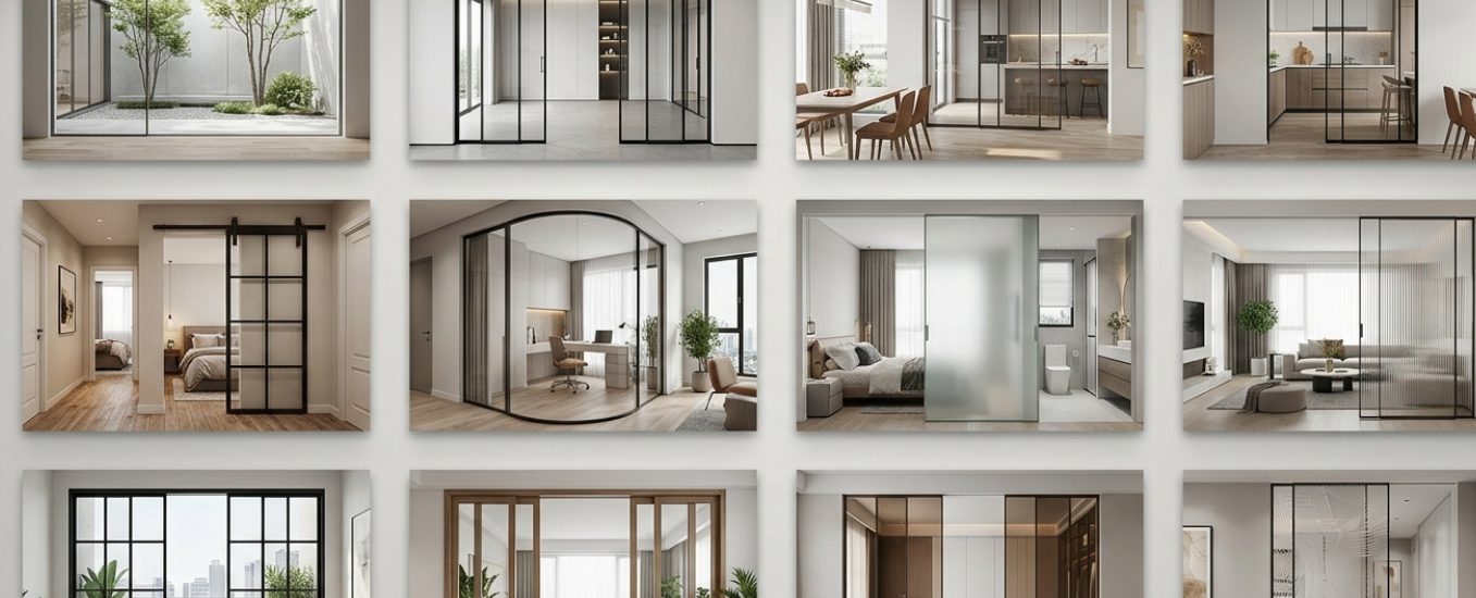 Modern sliding glass door design maximizing space in a small contemporary home