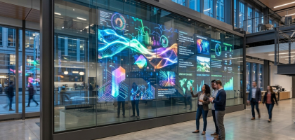 Digital Glass Media Wall showcasing dynamic advertising content