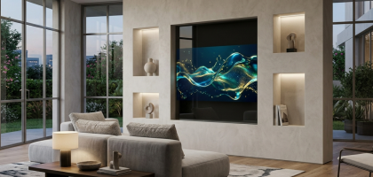 Modern digital glass niche in a stylish interior