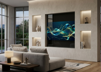 Modern digital glass niche in a stylish interior