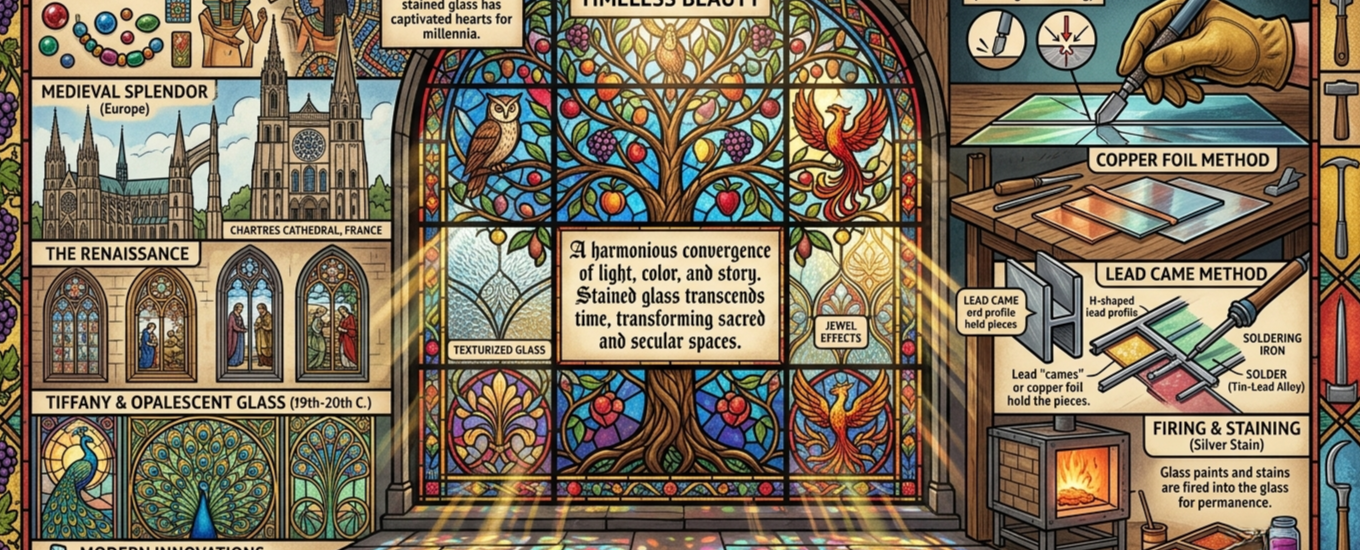 Colorful stained glass artwork showcasing timeless craftsmanship.