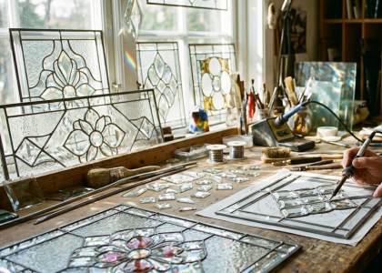 Cluster beveled glass panels design