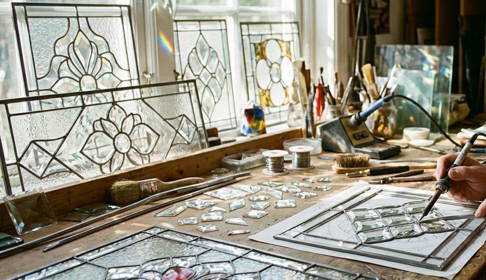 Cluster beveled glass panels design
