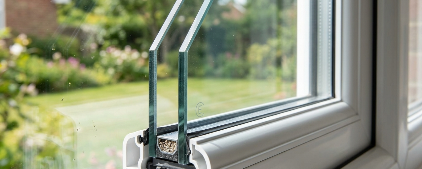 Double glazed glass window for energy efficiency