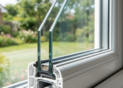 Double glazed glass window for energy efficiency