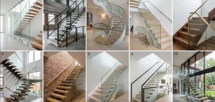 Modern glass stair railing design
