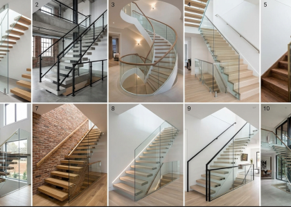 Modern glass stair railing design