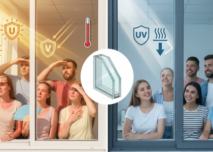 Laminated glass UV and heat protection