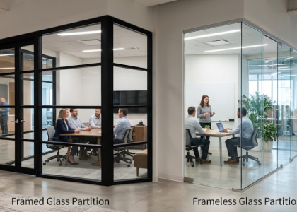 Framed vs frameless office glass partitions