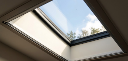 Skylight glass in a modern home