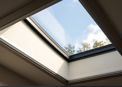 Skylight glass in a modern home