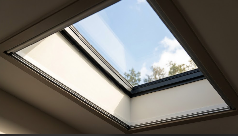 Skylight glass in a modern home