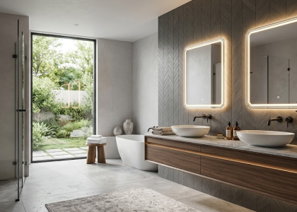 Decorative LED mirror for modern bathroom