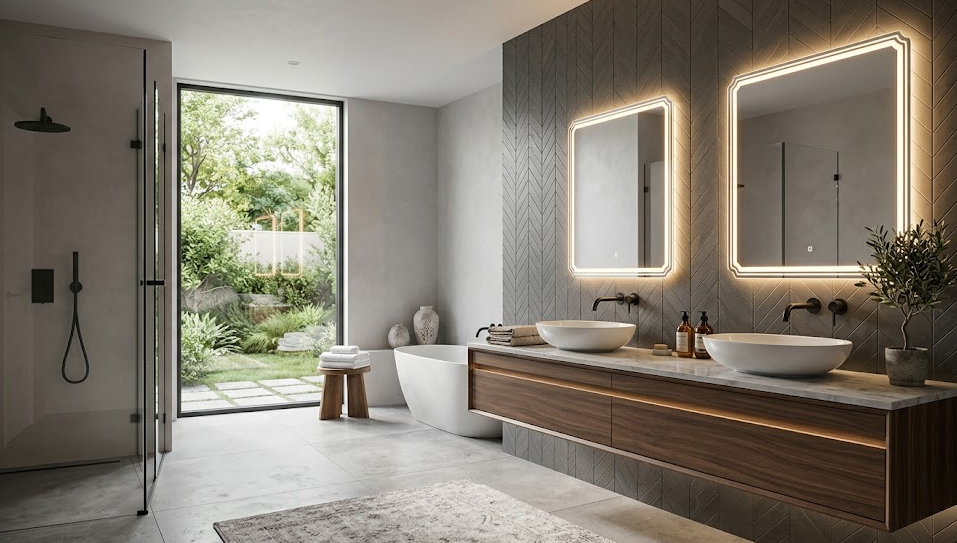 Decorative LED mirror for modern bathroom