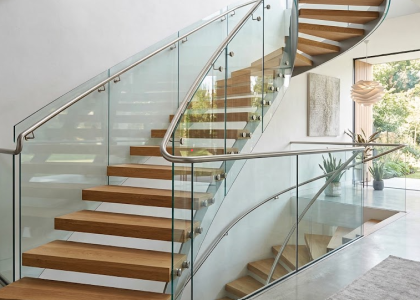 Modern glass railings for staircases