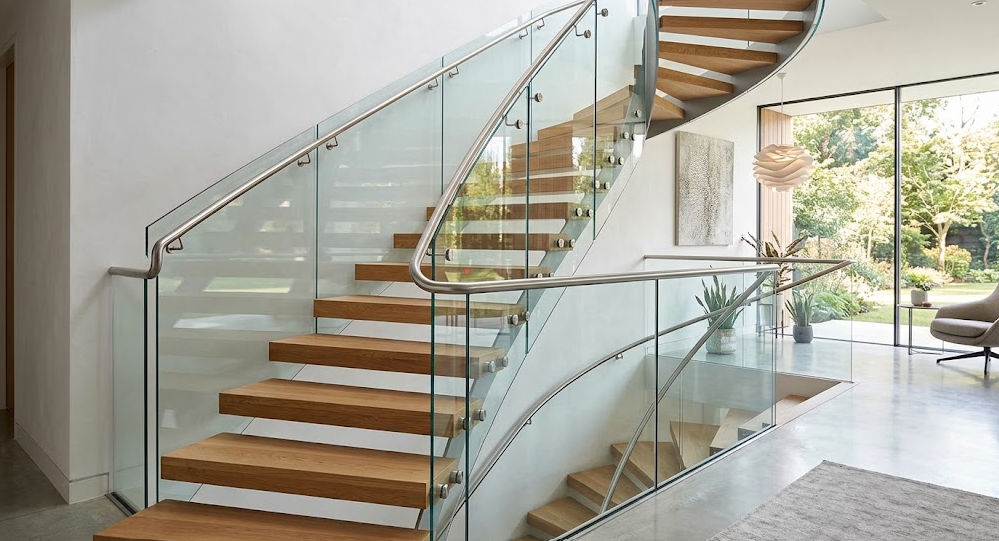 Modern glass railings for staircases
