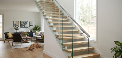 Glass stair railing safety and durability