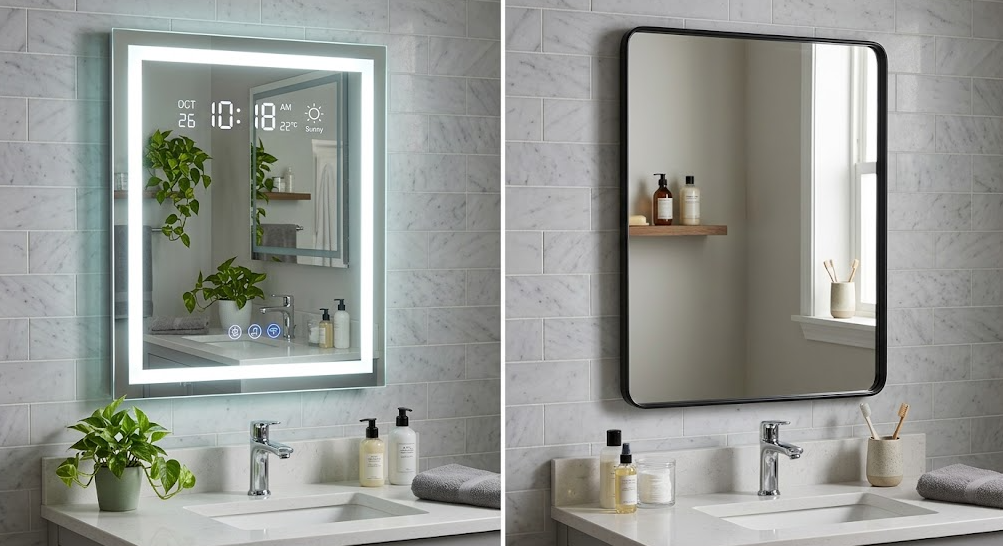 LED smart mirror vs regular mirror