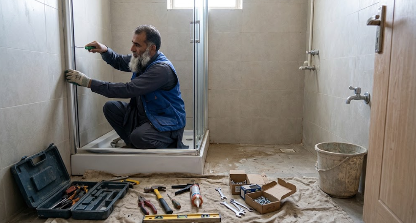 Shower cabin installation in a Clifton apartment