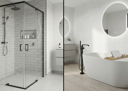 Shower cabin vs. bathtub for space-saving bathrooms